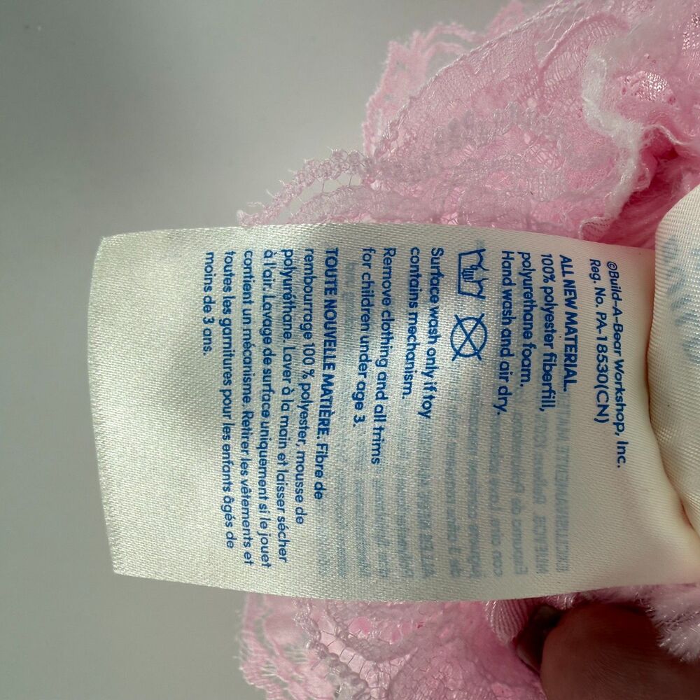 Build A Bear Pink Teddy Bear Plush Stuffed Animal BABW 16” Heart Nose Cute - Picture 9 of 14